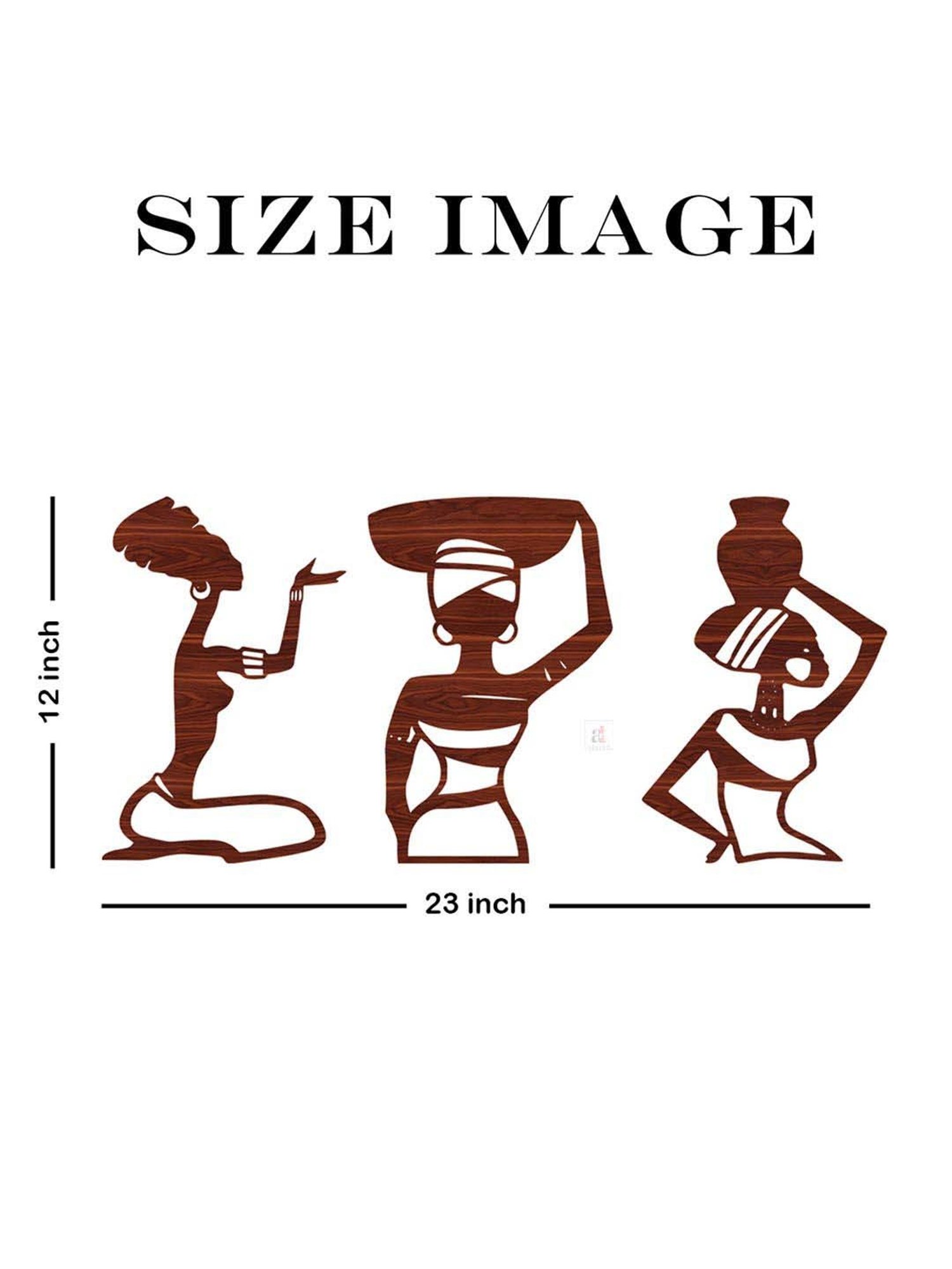 Art Street African Tribal Women 2 in 1 MDF Brown Wood Cutout Ready To Hang Wall Decor