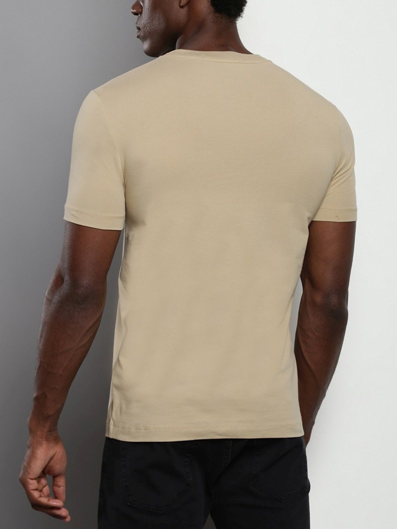 Calvin Klein Travertine Cotton Slim Fit Colour Block T-Shirt