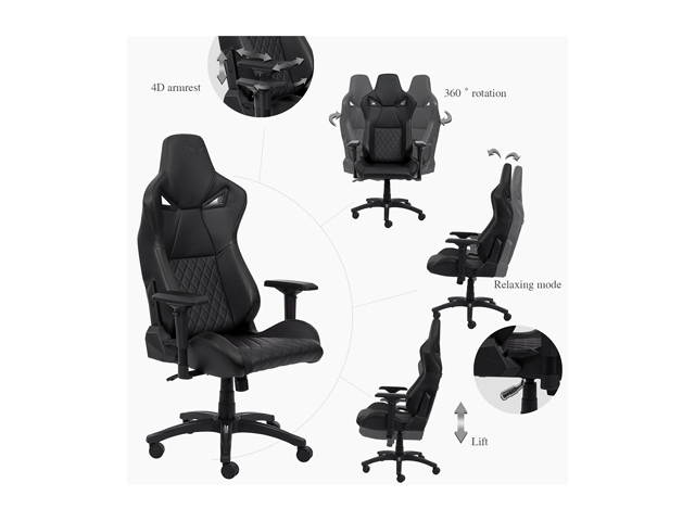 KARNOX Legend TR Racing Style Gaming Office Chair with Adjustable Height and Arm Rests, Ergonomic 155&deg; Reclining, Locking High Back with Integrated Headrest (Black)