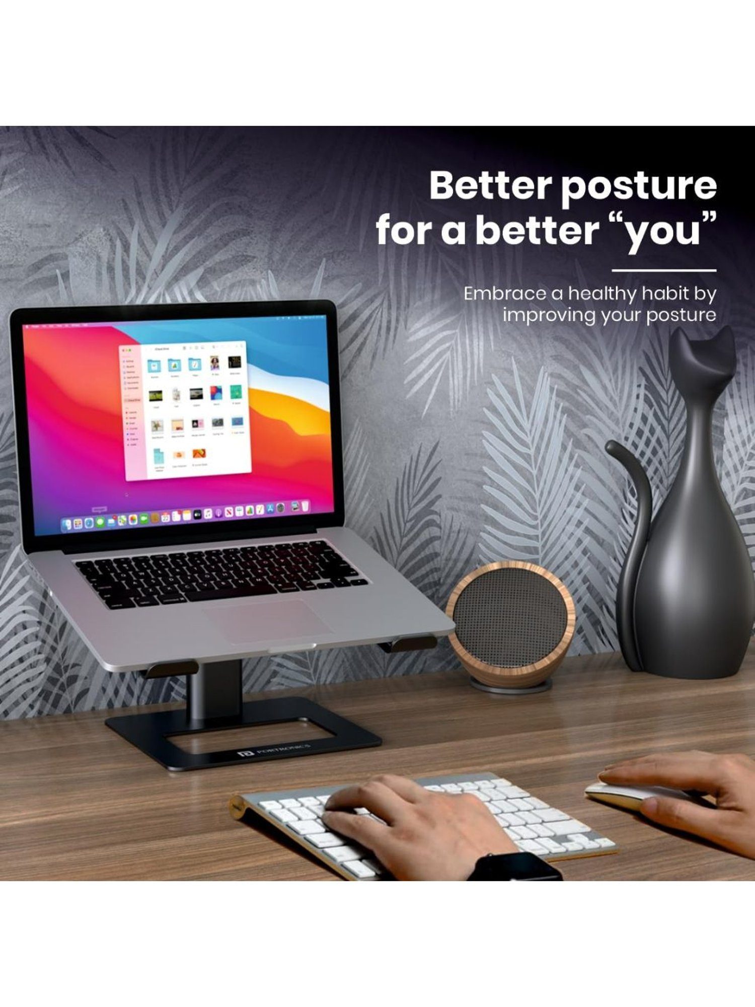 Portronics My Buddy K5 Portable Laptop Stand with Aluminium Frame, Adjustable Height (Grey)