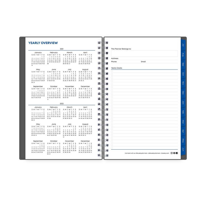 2021-22 Academic Planner 5" x 8" Frosted Wirebound Daily/Monthly Solid Gray - Blue Sky