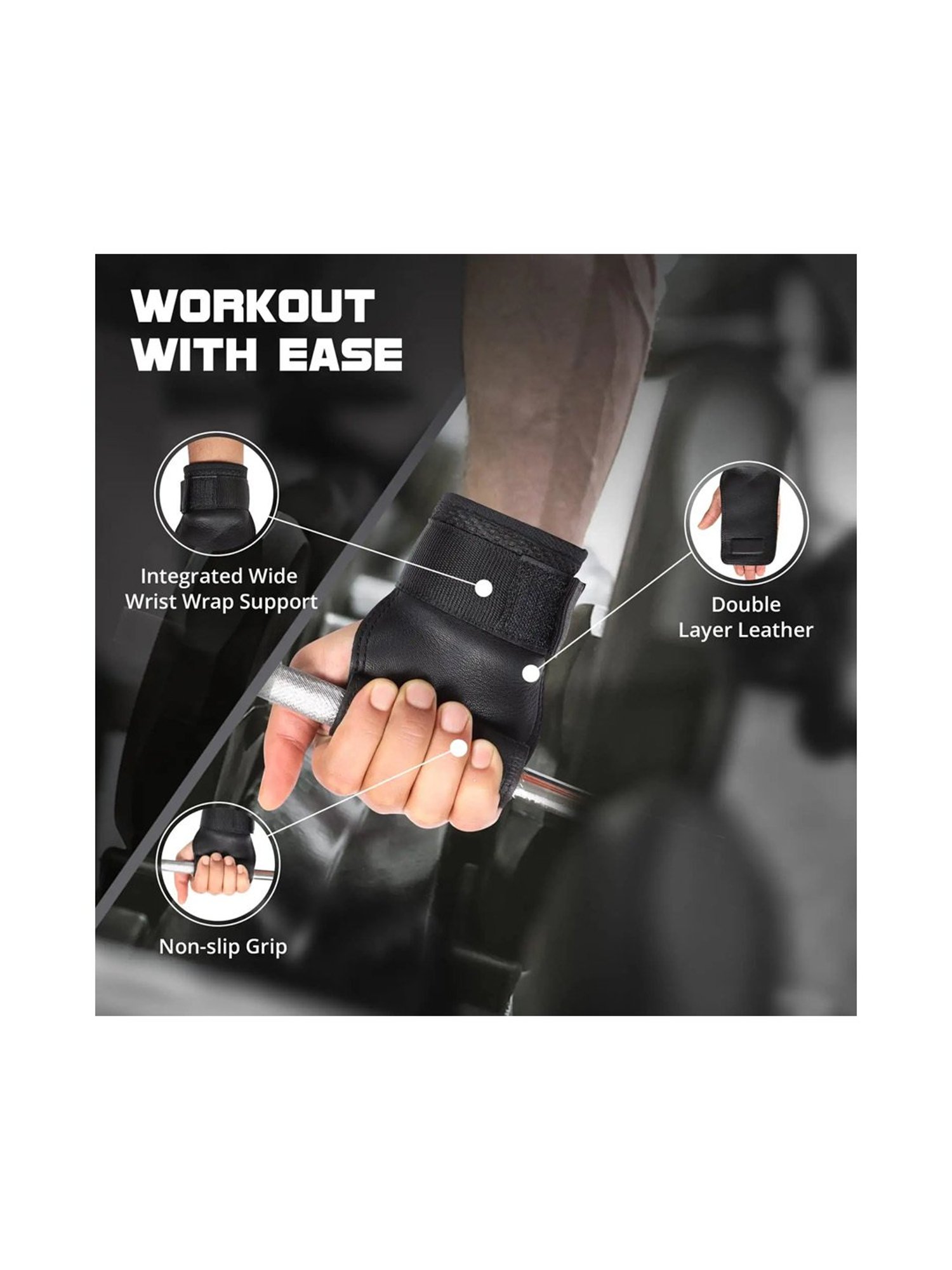 Xtrim Natural Leather Weight Lifting Grip (Black)