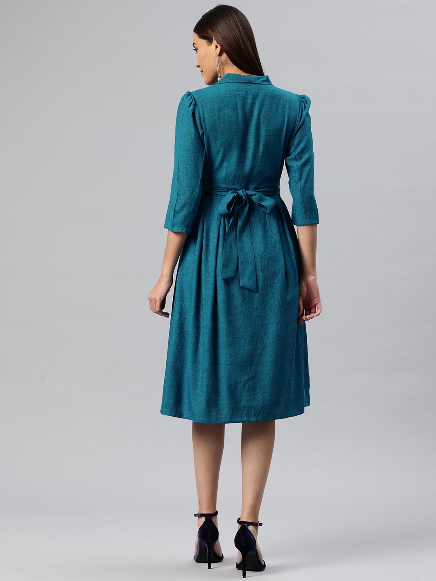 Cottinfab Blue A Line Dress