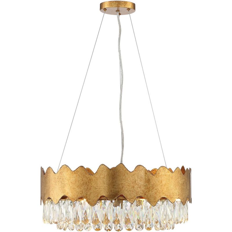 Possini Euro Design Bernice 19 3/4" Wide Gold Leaf and Crystal 6-Light LED Pendant Light
