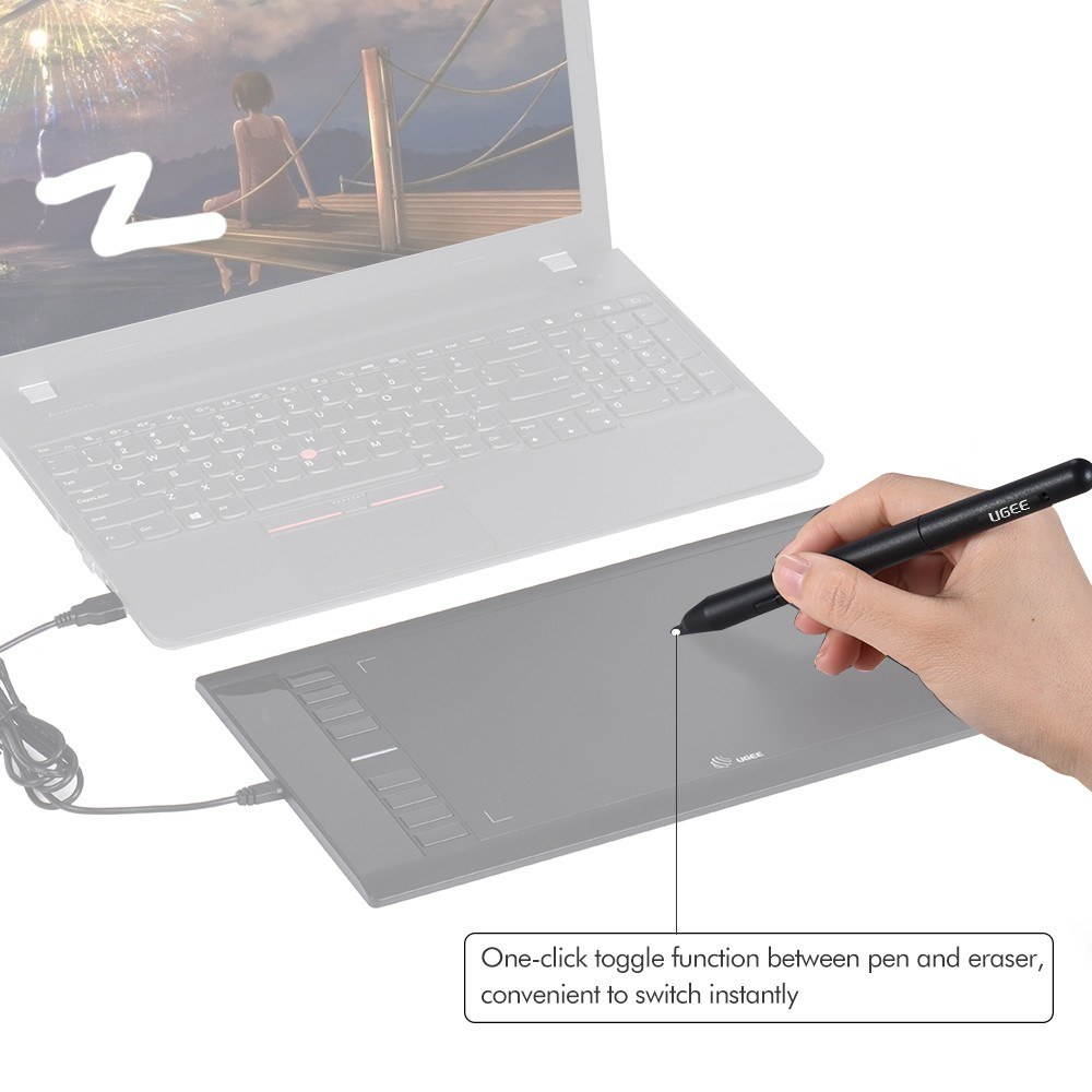 UGEE PN01 Battery-Free Passive Pen Stylus with Case Only for M708 Drawing Tablet