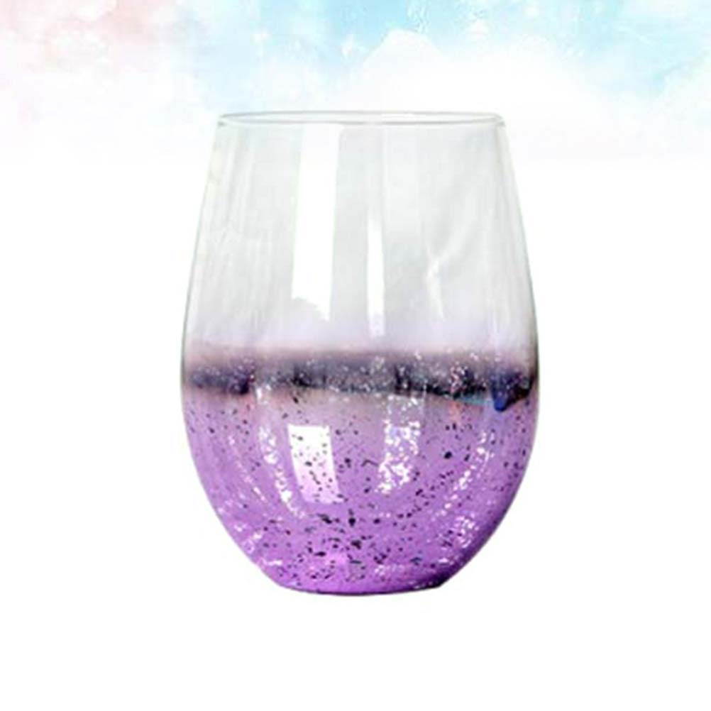 1pc 540ml Household Glass Egg Shape Starry Sky Water Cup Milkshake Cup for Home Retaurant Hotel Dessert Store (Golden)