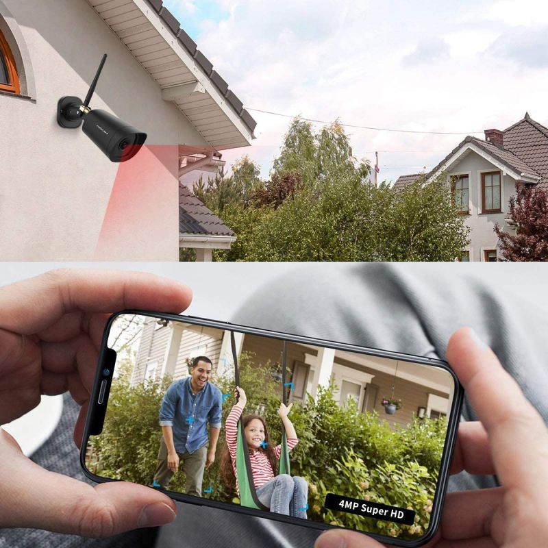 Outdoor Camera Wireless, Foscam 2K 4MP Wireless Outdoor Security Camera, Wireless Cameras with Human-only Detection, Night Vision, IP66 Waterproof, Cloud Storage, Support Alexa, Black