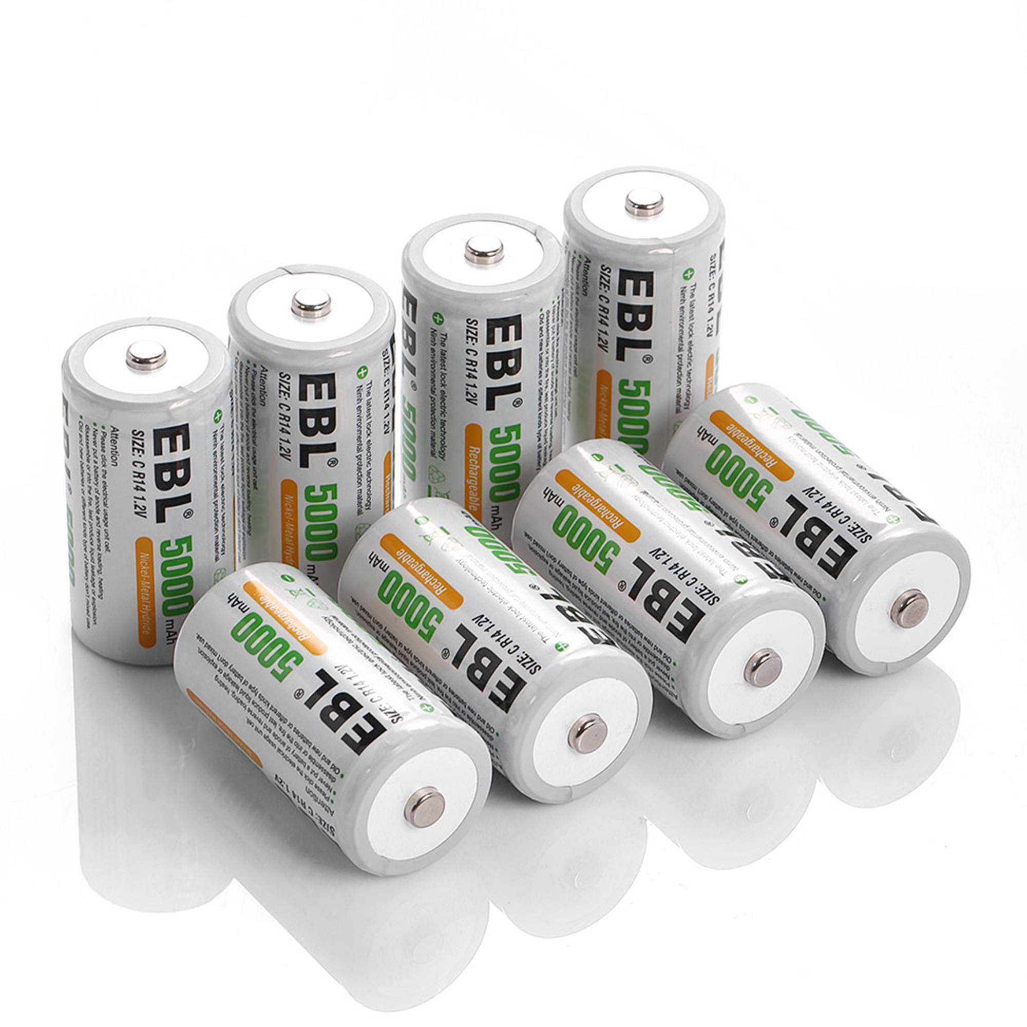 EBL 4 Pack Size C R14 Battery 1.2V 5000mAh Ni-MH Rechargeable Batteries