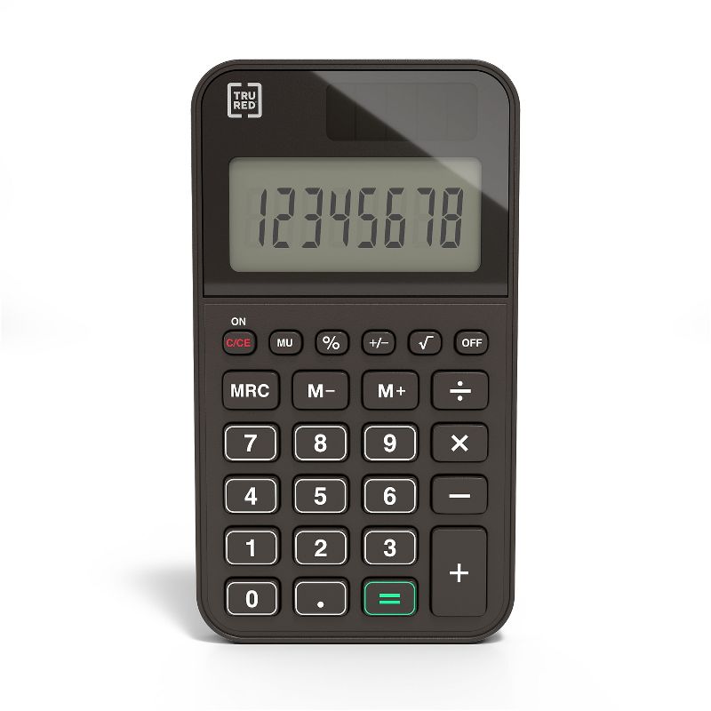 TRU RED TR130 8-Digit Pocket Calculator, Black 