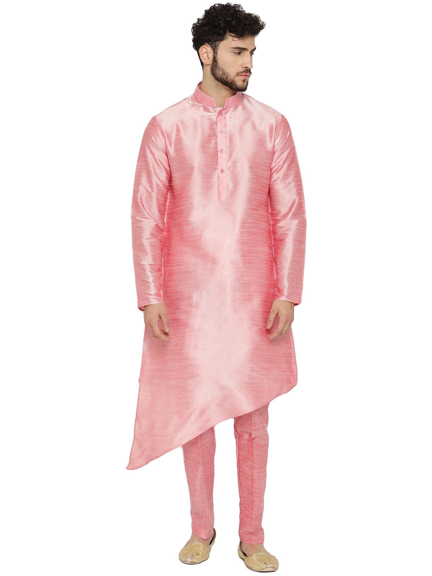 SG RAJASAHAB Cream & Pink Regular Fit Kurta Set