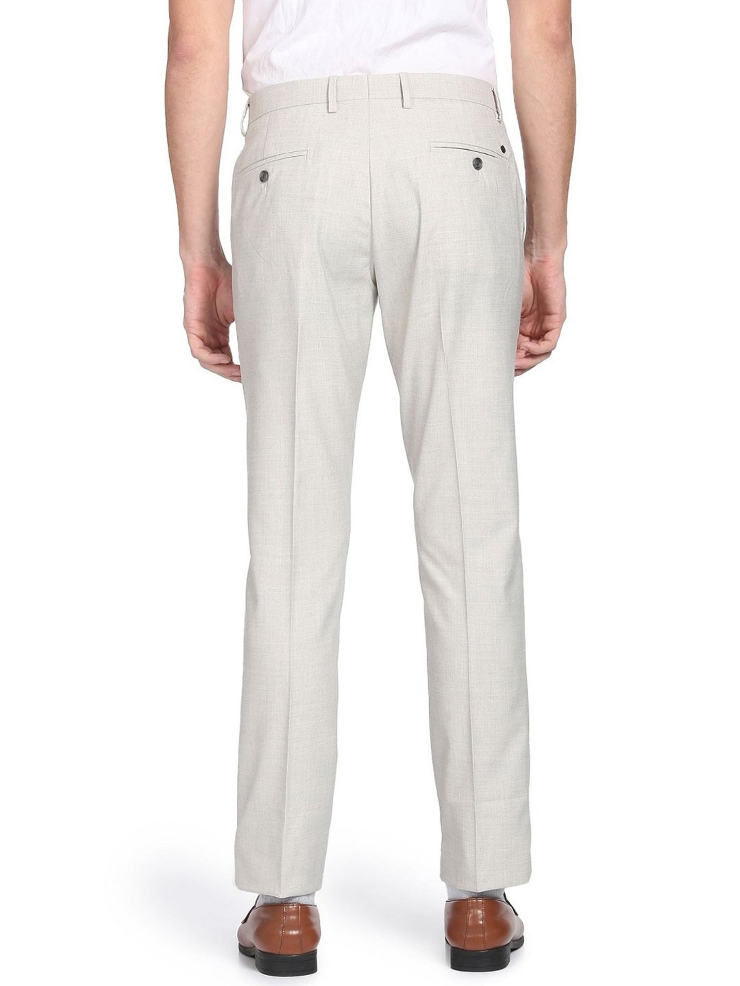 Arrow Grey Regular Fit Texture Trousers