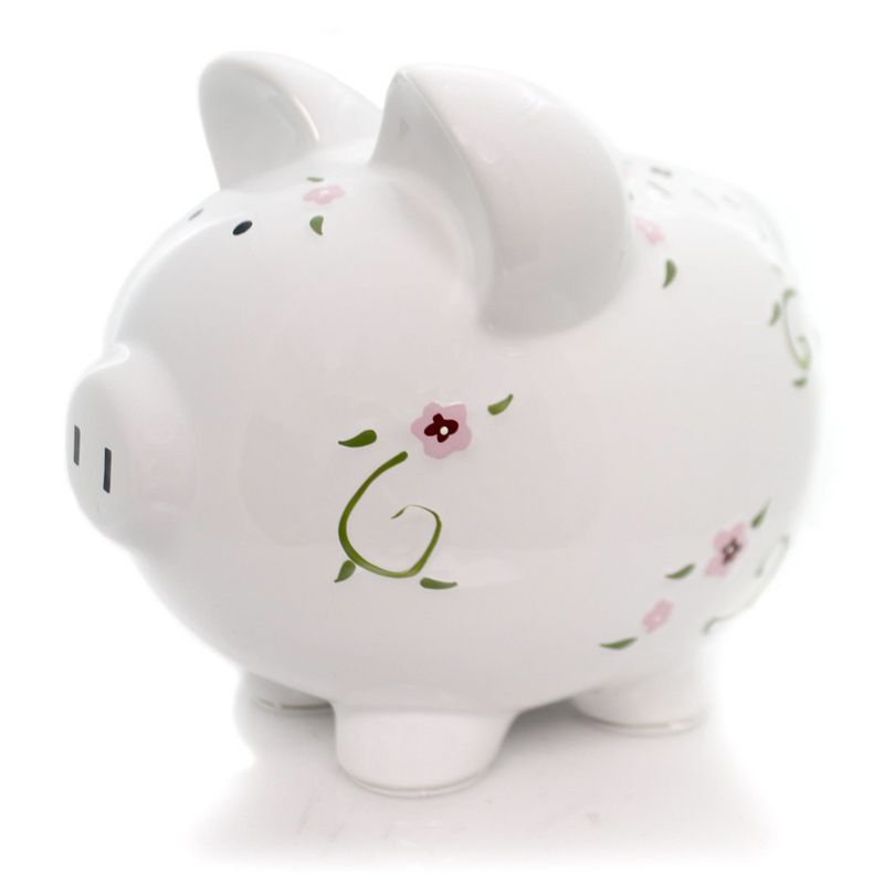 Bank 7.75" Large Shabby Chic Pig Bank Flowers Money Saving  -  Decorative Banks