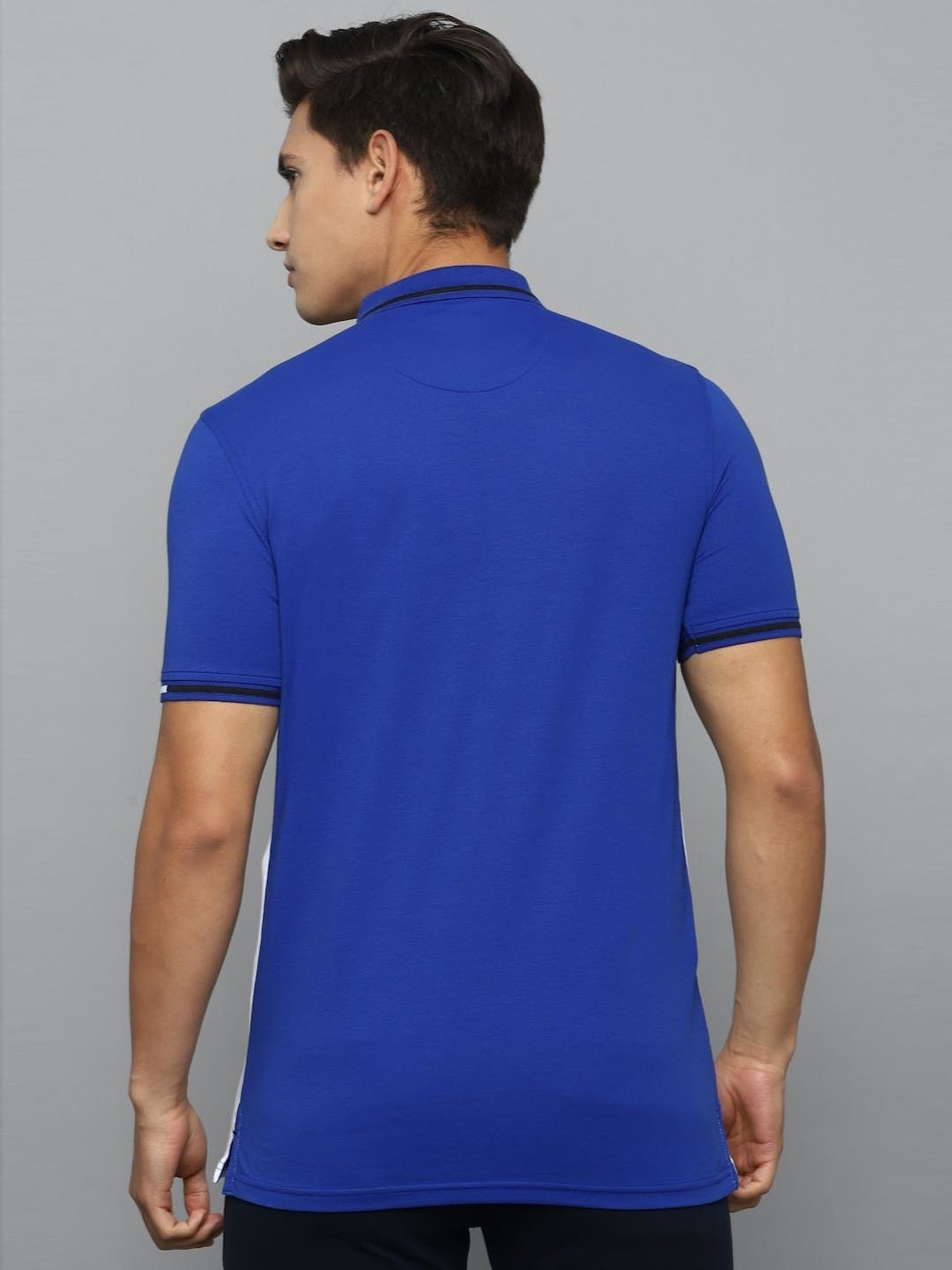 Louis Philippe Sport Blue Cotton Slim Fit Printed Polo T-Shirt