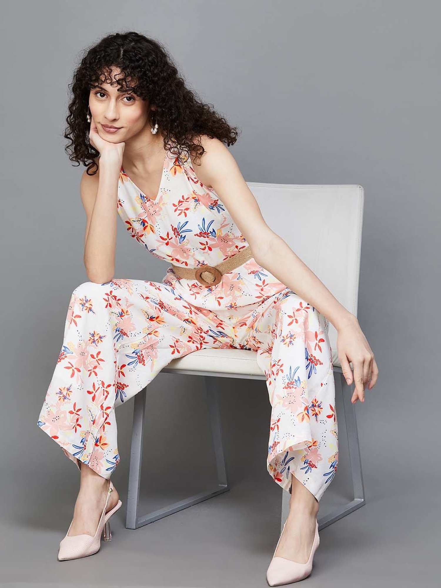 Colour Me by Melange Off-White Printed Jumpsuit