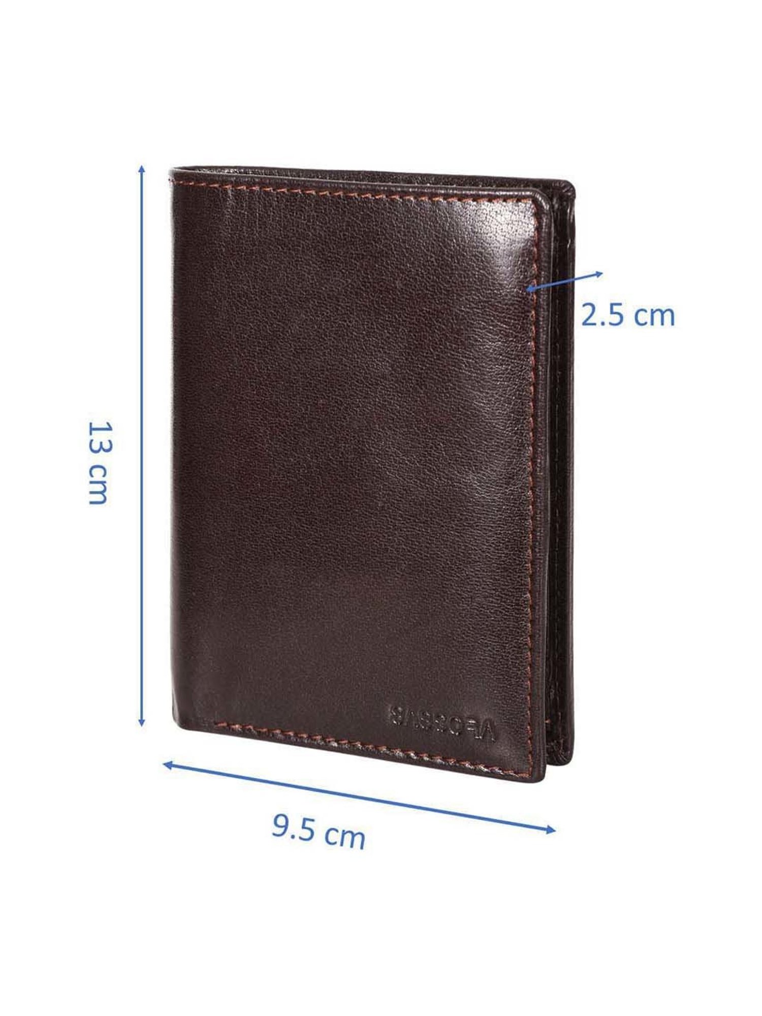 SASSORA Brown Casual Leather Rfid Bi-Fold Wallet for Men