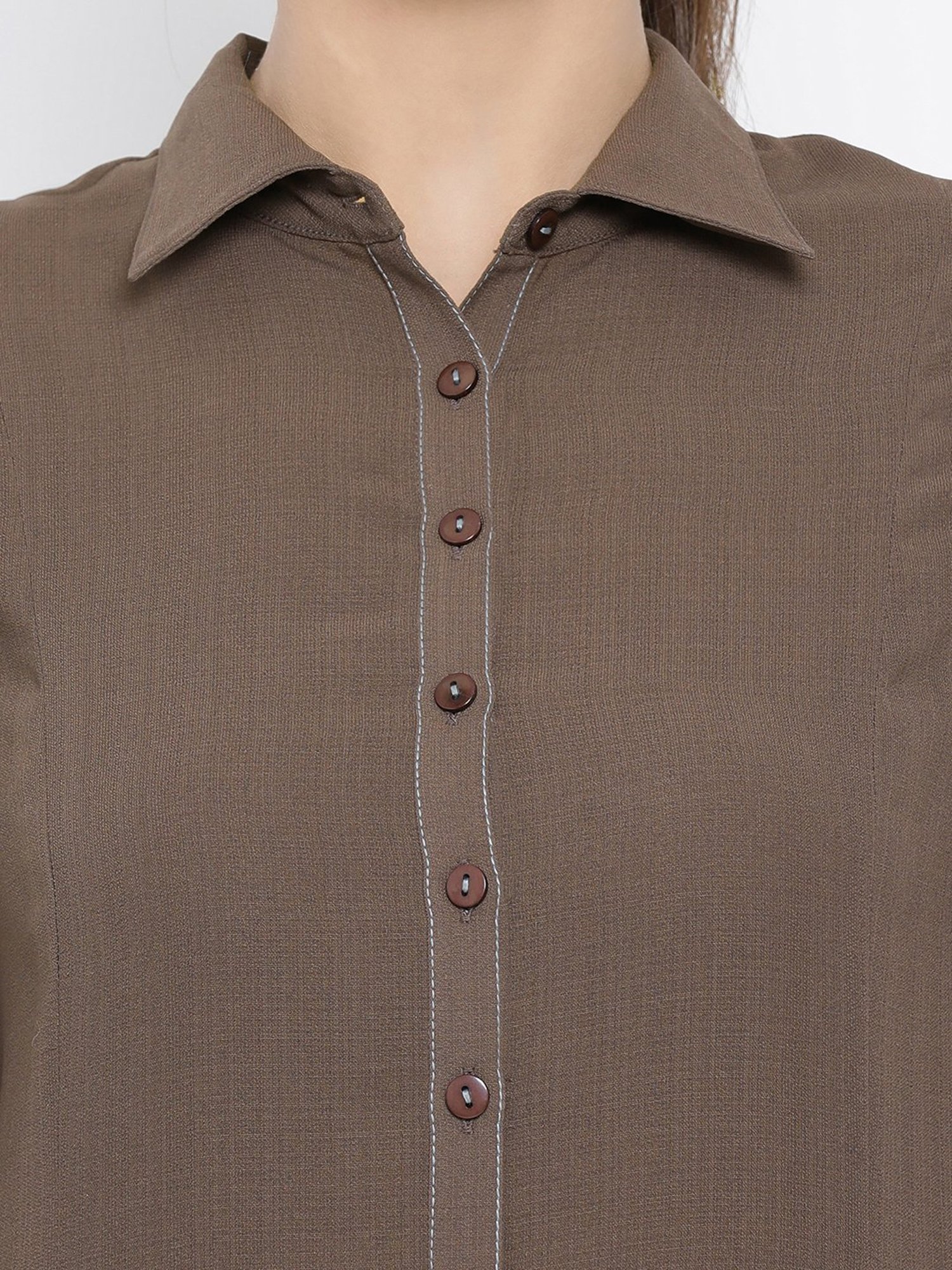 Office & You Dark Brown Below Knee Dress