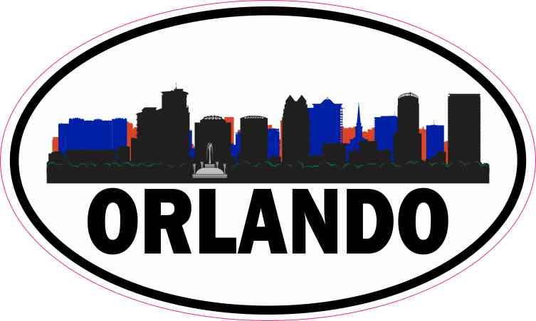 StickerTalk Patriotic Oval Orlando Vinyl Sticker, 5 inches by 3 inches