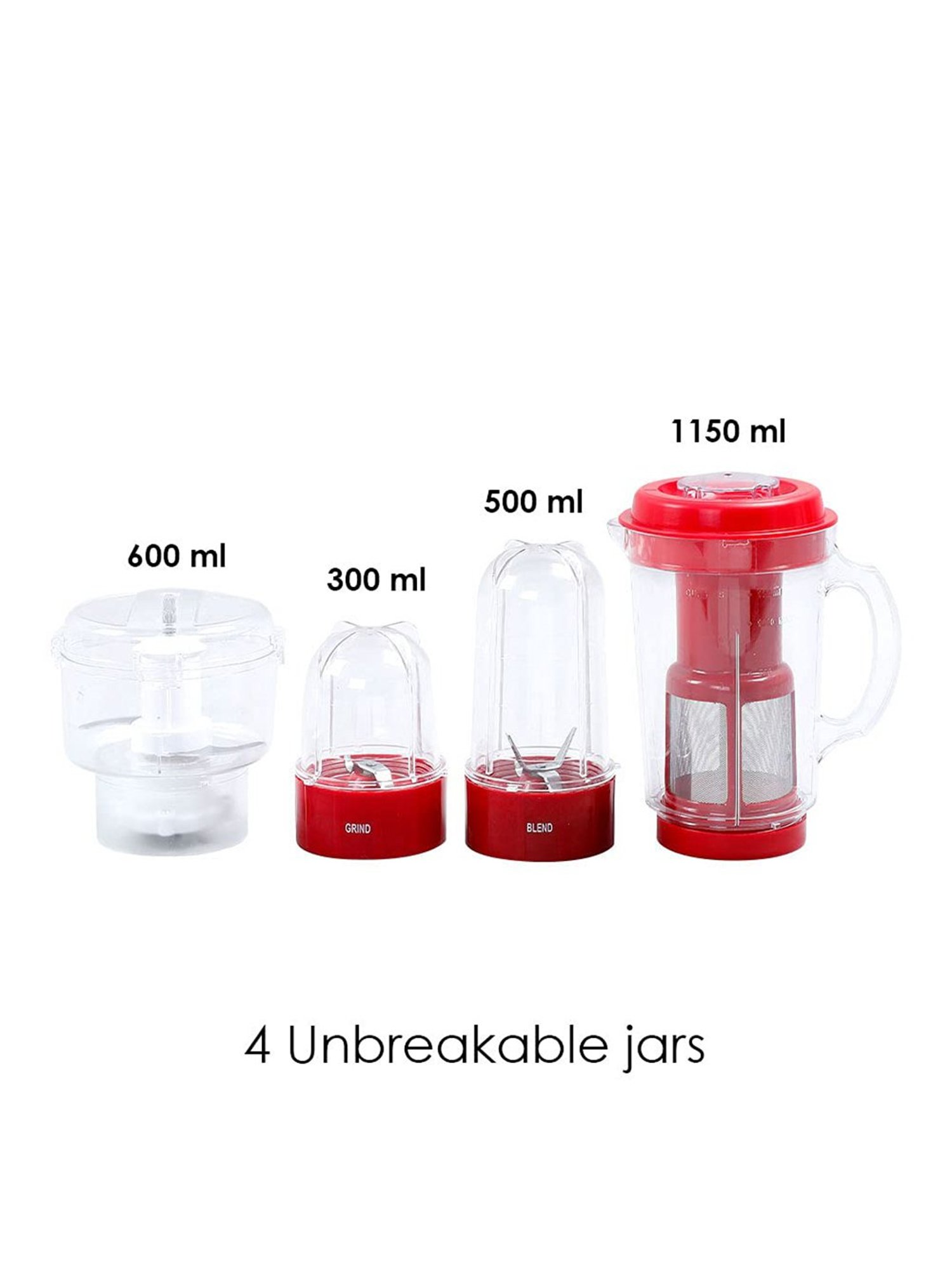 Wonderchef Nutriblend Bolt 600W Mixer Grinder (Red)