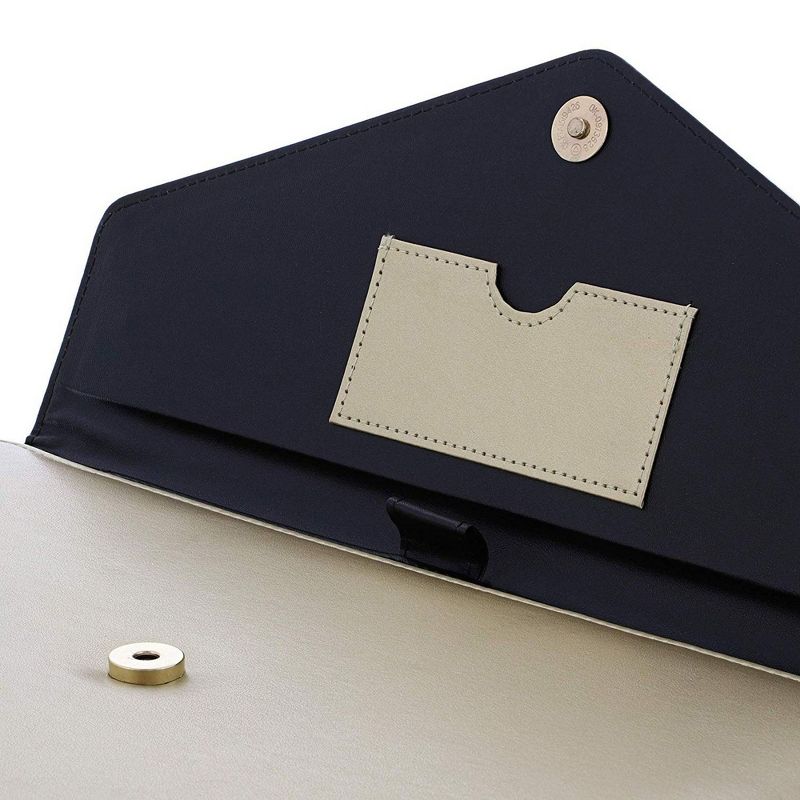 PU Leather Business Padfolio, Portfolio Folder with Pockets Holds Pens, Letter Size Notepad, Business Cards for Interview & Legal Document, Gold