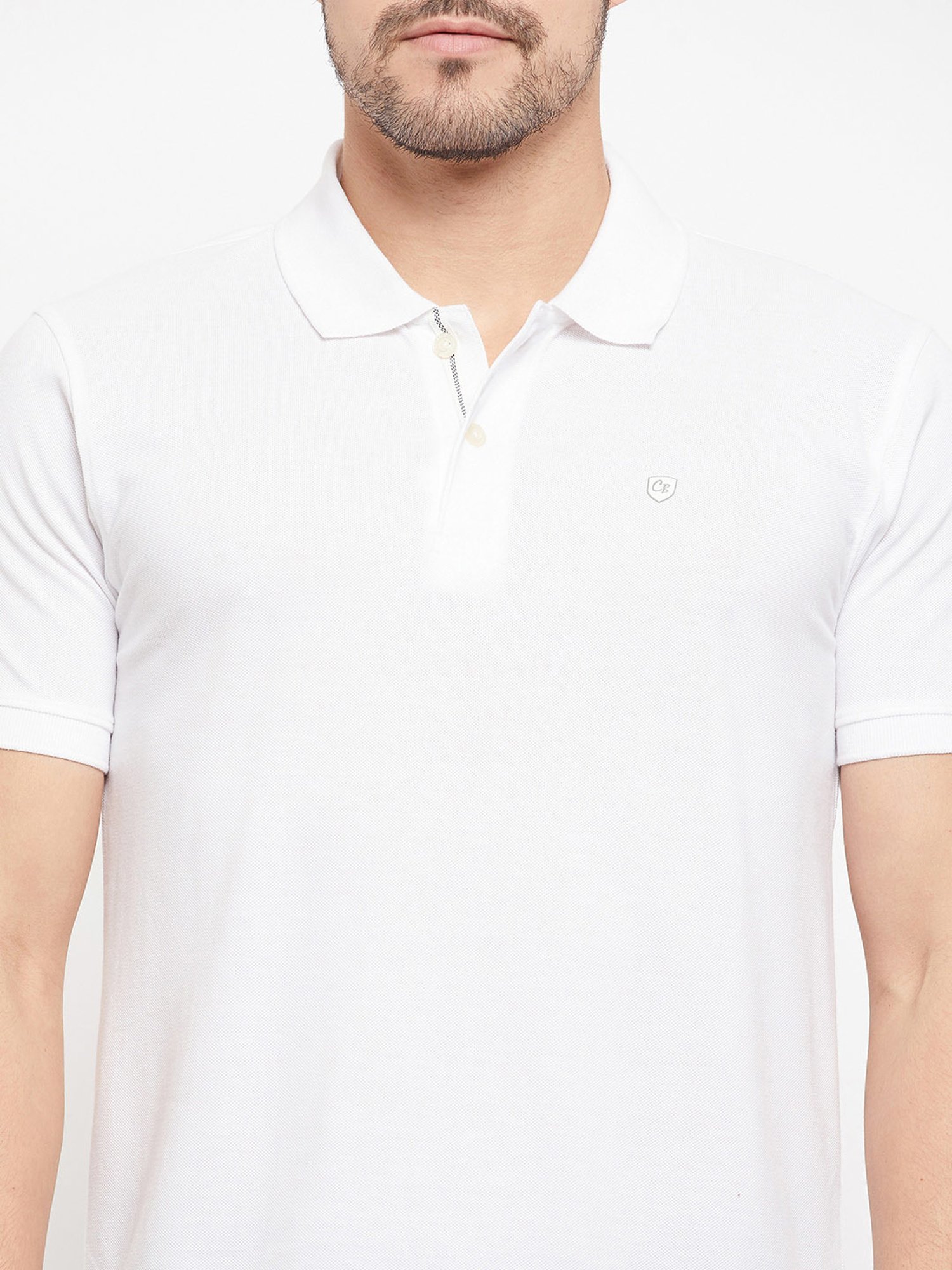 Cantabil White Regular Fit Polo T-Shirt
