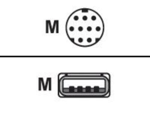MagTek 22517583 6Ft 9-pin mini-DIN Male, 4-pin USB Type A Male