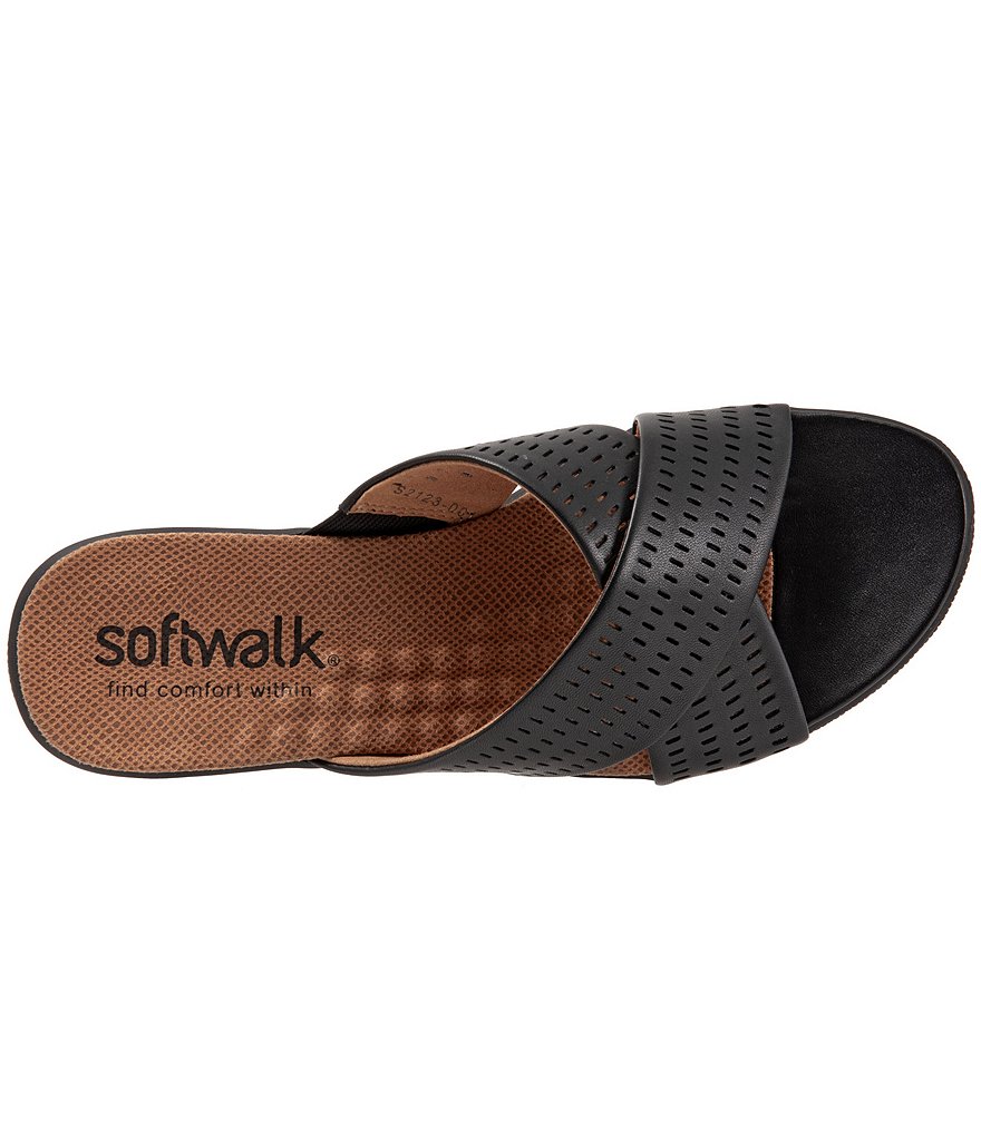 Softwalk Tillman II Perforated Leather X Band Wedge Slides