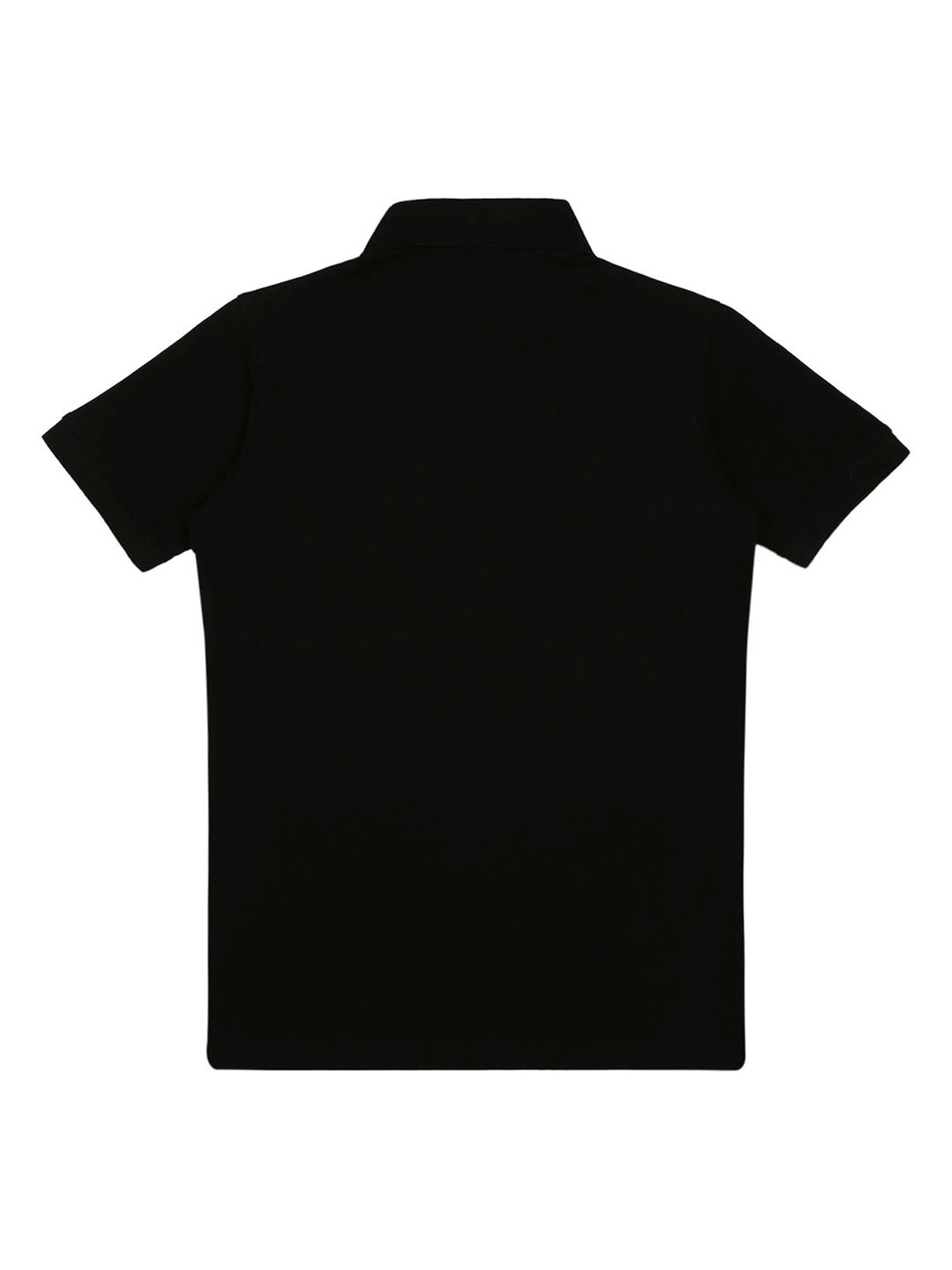 Cavio Kids Black Printed Polo T-Shirt