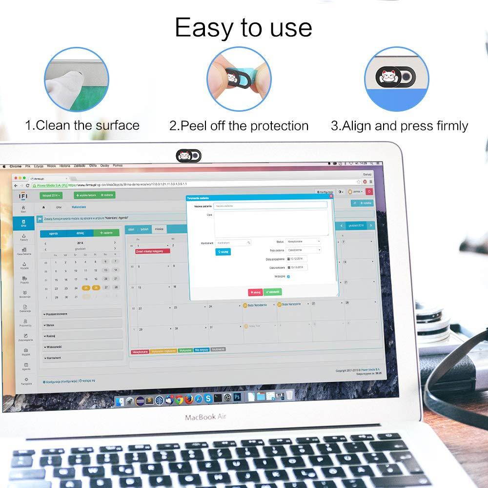 Webcam Cover,0.027in Ultra Thin Cute Cat Web Camera Cover Slider Camera Blocker Protect Privacy Sliding Design for Computer/Laptop/Desktop/PC/iMac/MacBook Pro/Mac Mini/Smartphone (3 Pack) (3pack)