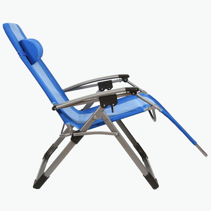 Kamp-Rite KAMPAC186 Outdoor Furniture Camping Beach Patio Sports Oversized Anti Gravity Folding Reclining Chair, Blue