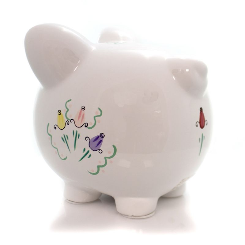 Bank 7.5" Bank Rose Petal Ceramic Piggy  -  Decorative Banks