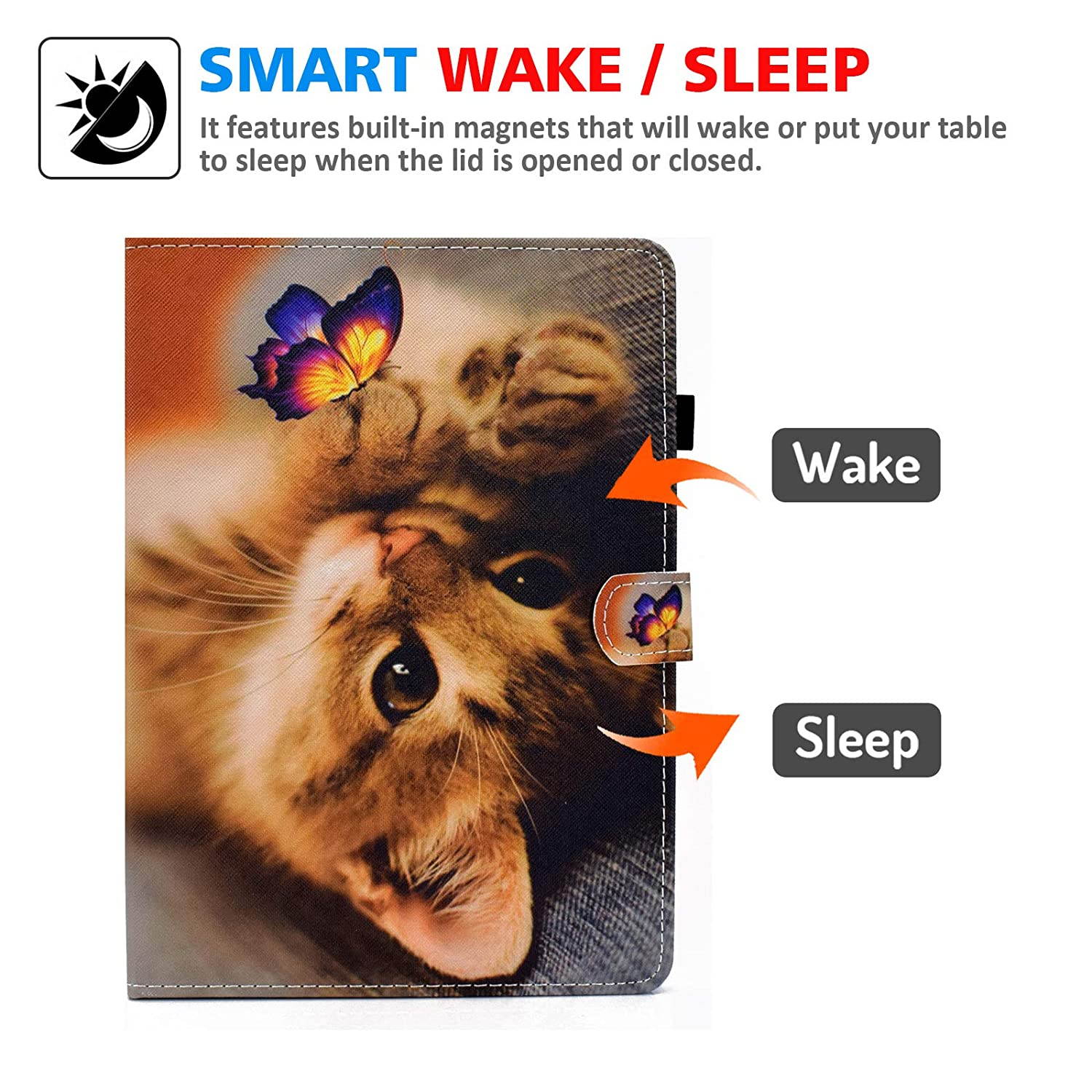 Case for iPad Pro 11 inch 2nd/1st Gen 2020/2018 Case, Dteck Multiple Angles Stand Smart Protective Wallet Case with Auto Sleep/Wake Feature for Apple iPad Pro 11 2020 & 2018 Release,Cute Cat