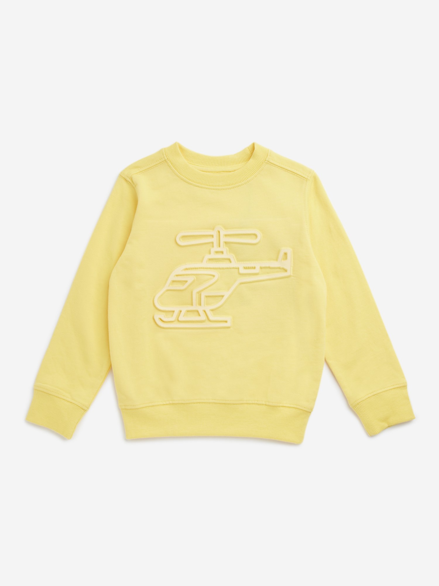 HOP Kids by Westside Yellow Helicopter Design Cotton Sweatshirt