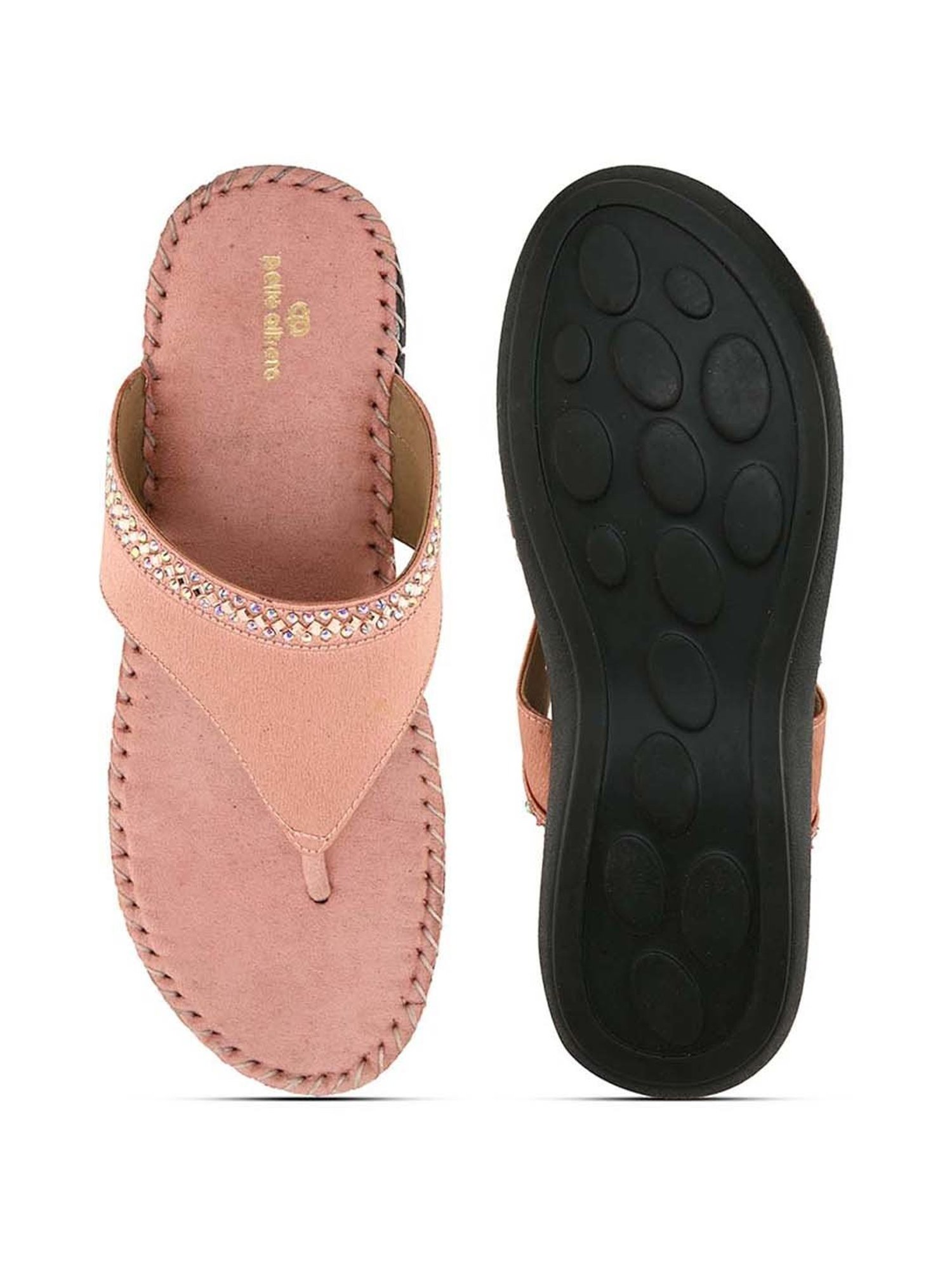 Pelle Albero Women's Rose Gold T-Strap Wedges