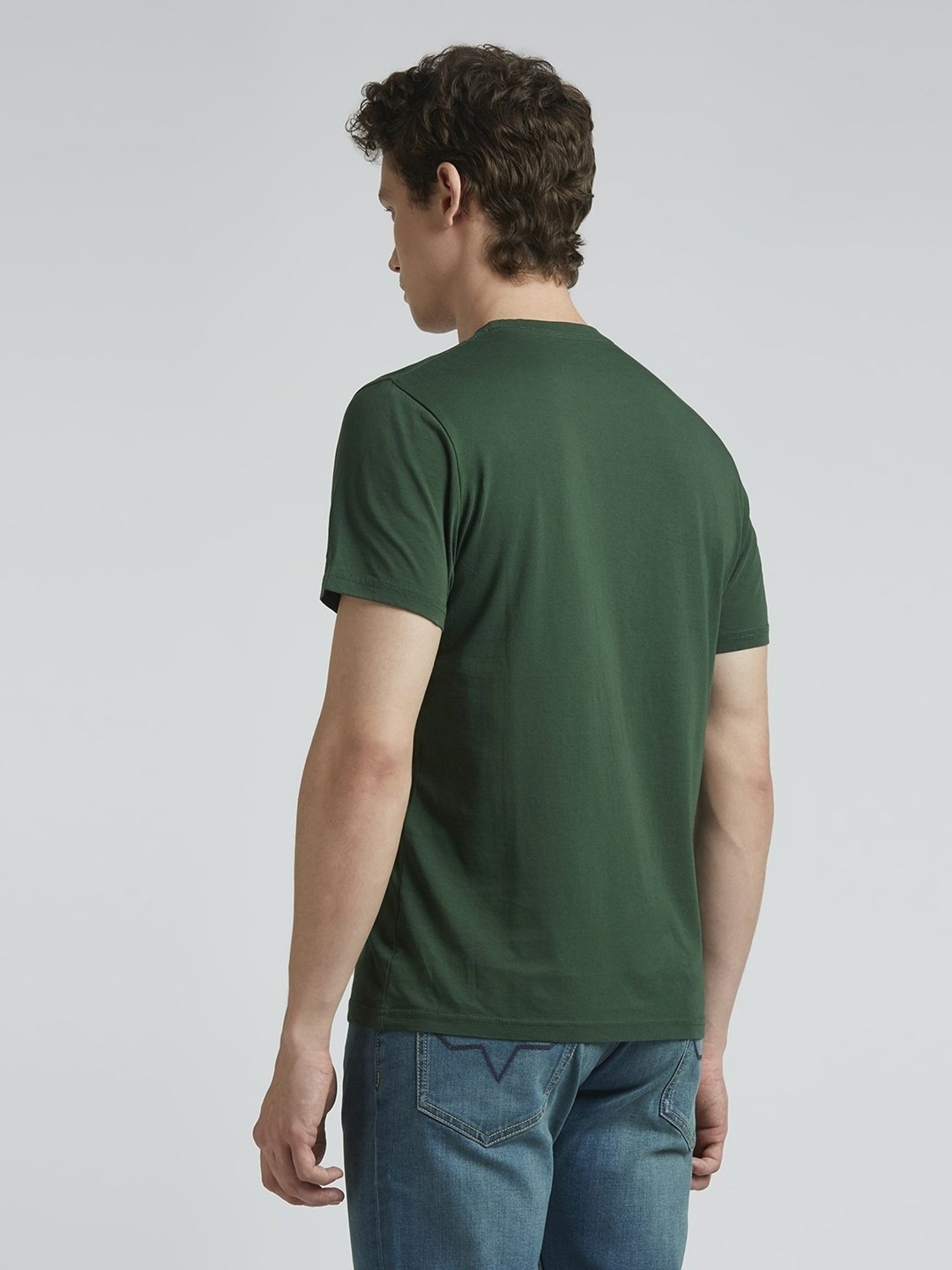 Pepe Jeans Bottle Green Cotton Slim Fit Printed T-Shirt