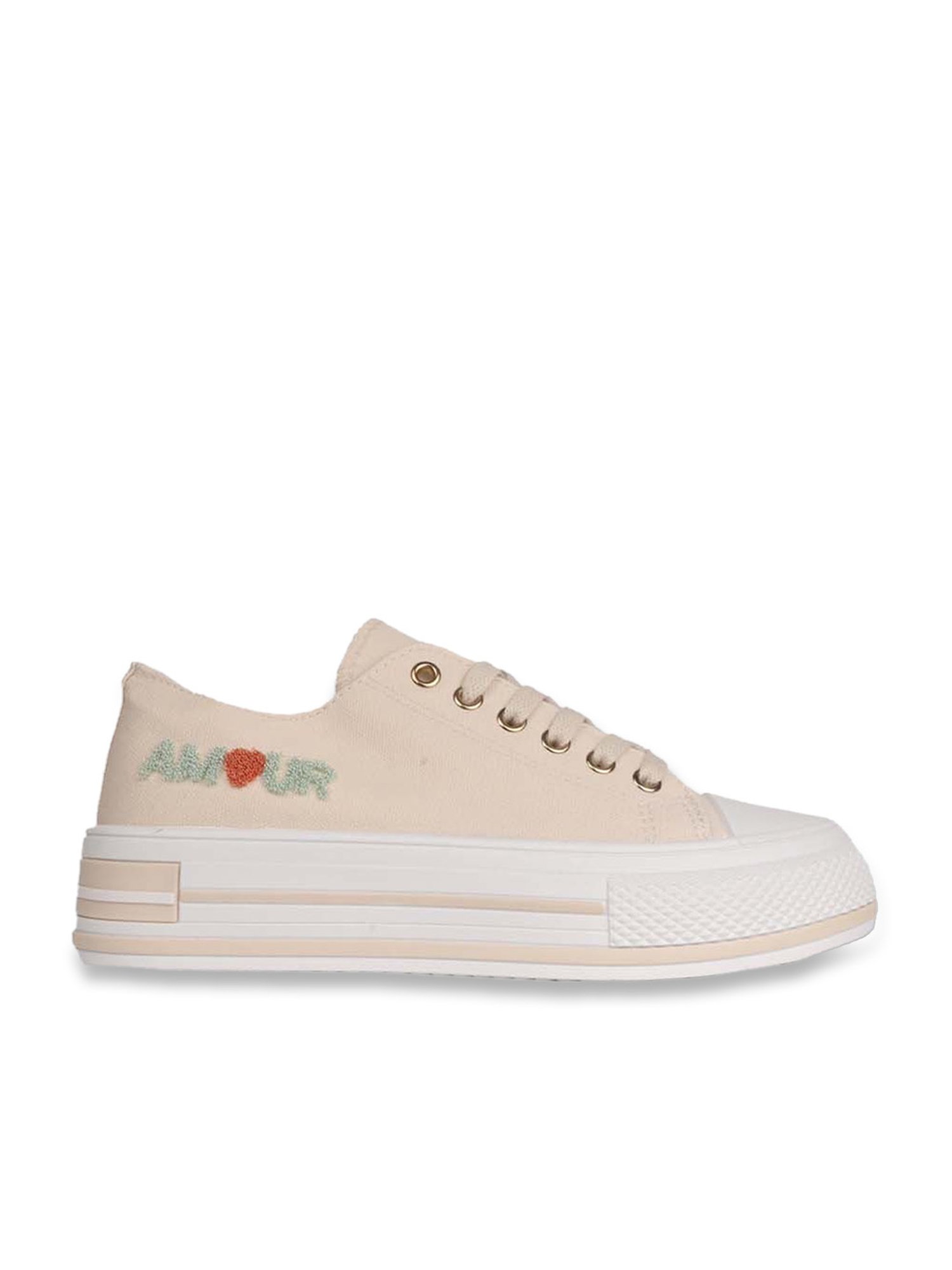 Jove Women's Beige Casual Sneakers