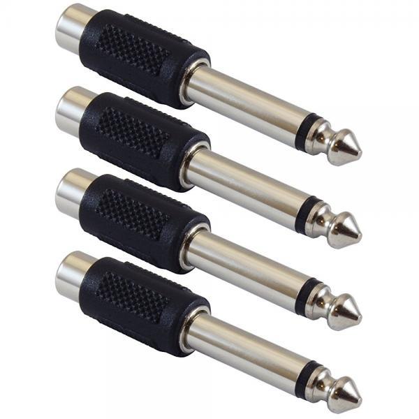 GLS Audio Molded RCA Female to 1/4" TS Adapter - 4 Pack