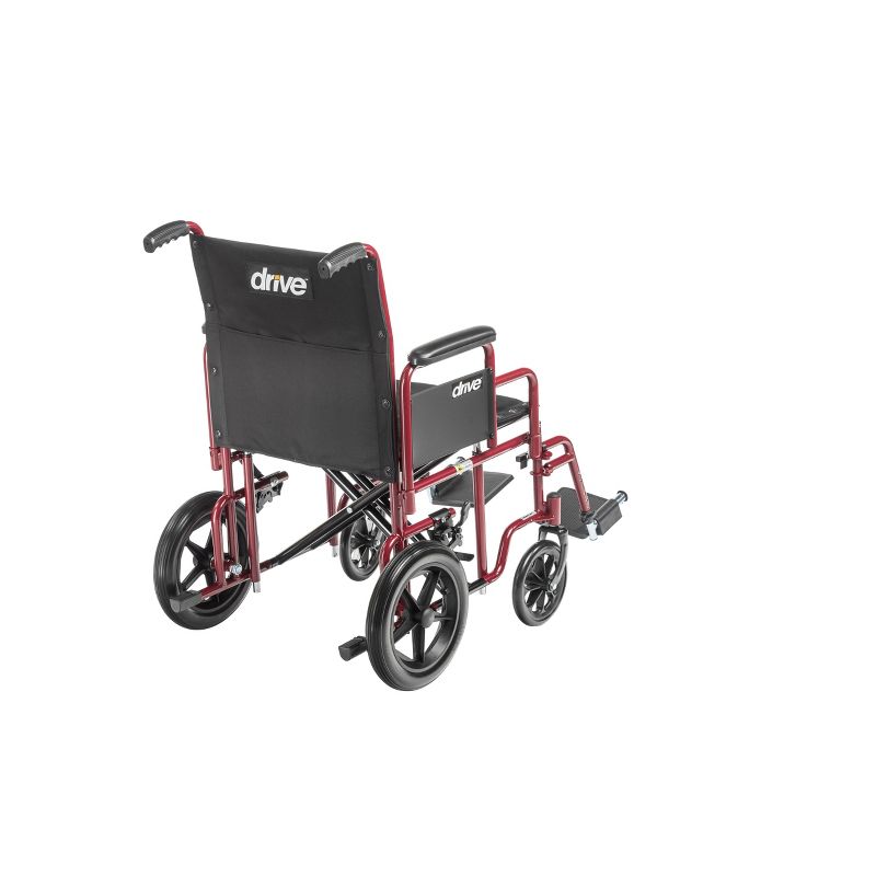 Drive Medical Bariatric Heavy Duty Transport Wheelchair with Swing Away Footrest, 20" Seat, Red