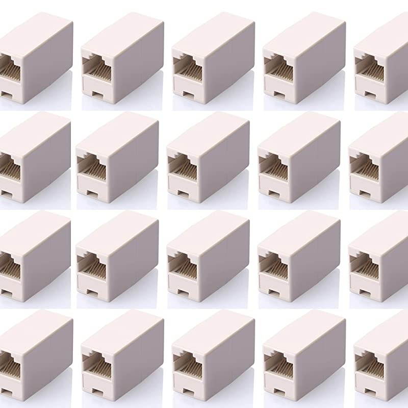 20 Pcs RJ45 Coupler Ethernet Cable Extender Female to Female Straight Modular Inline Coupler (20 Packs RJ45 Female to Female Plug Coupler)