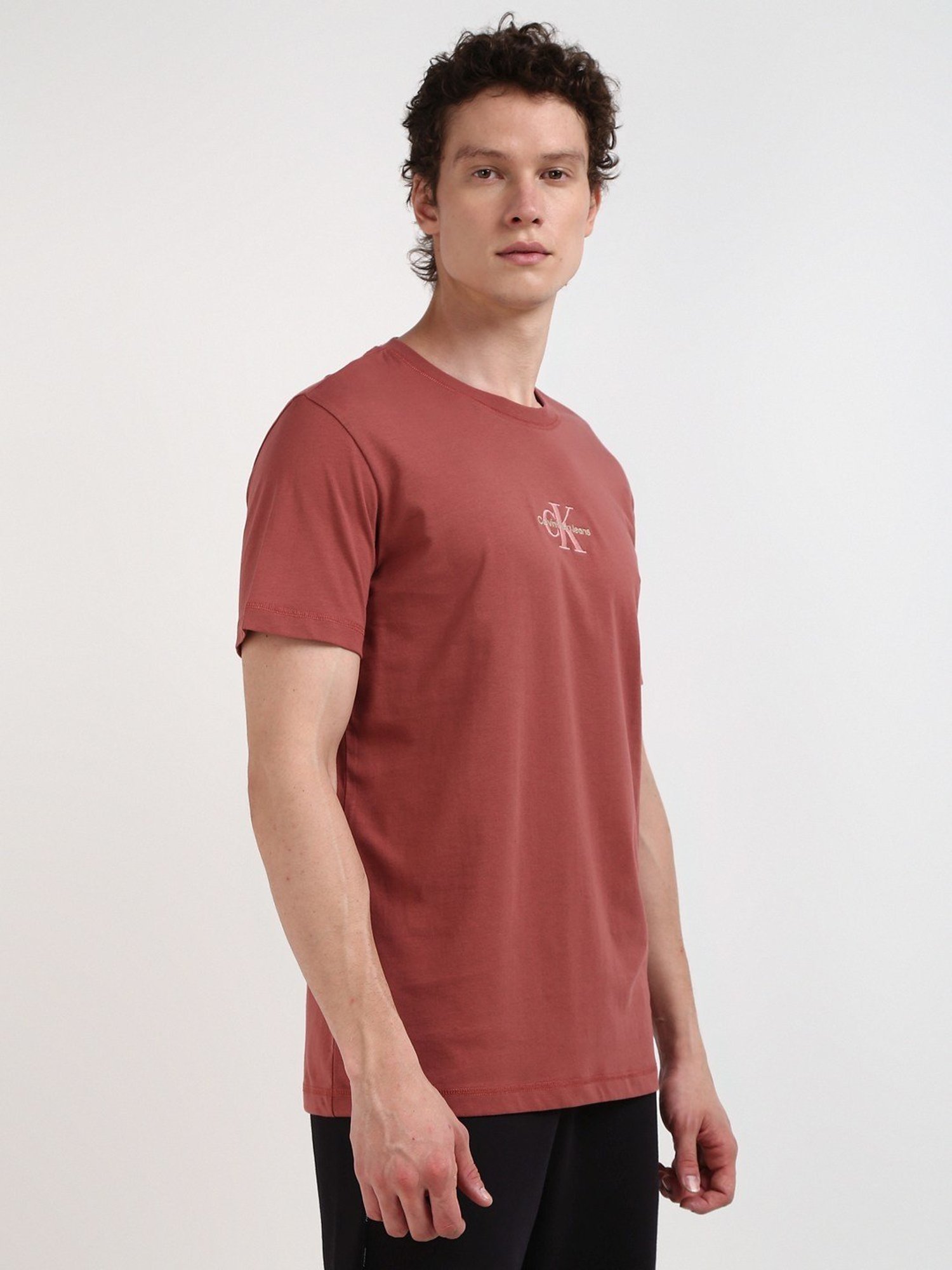 Calvin Klein Jeans Red Cotton Regular Fit T-Shirt
