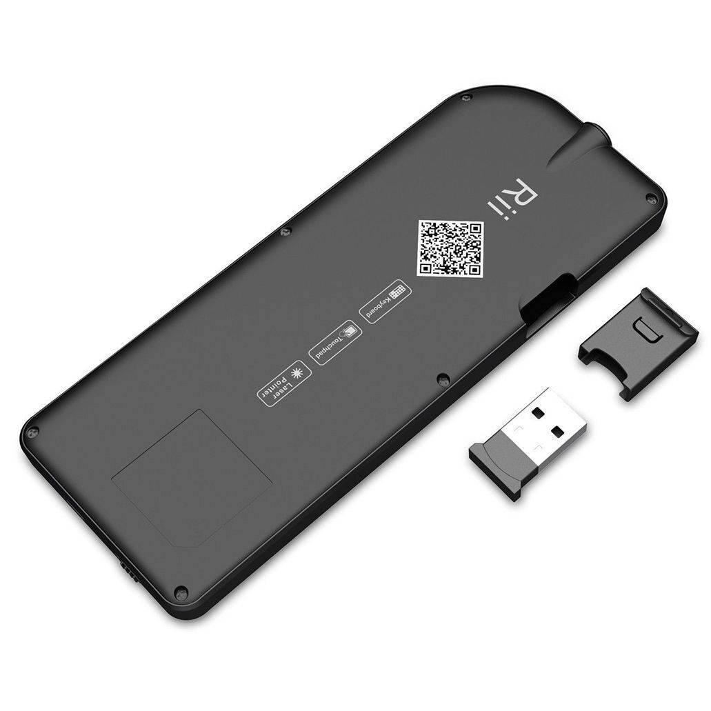 Rii 2.4G Mini Wireless Keyboard with Touchpad, Laser Pointer with Remote Control, Backlit Portable Keyboard Controller with USB Receiver for Windows/Mac/Android/PC/Tablets/TV/Xbox/PS3