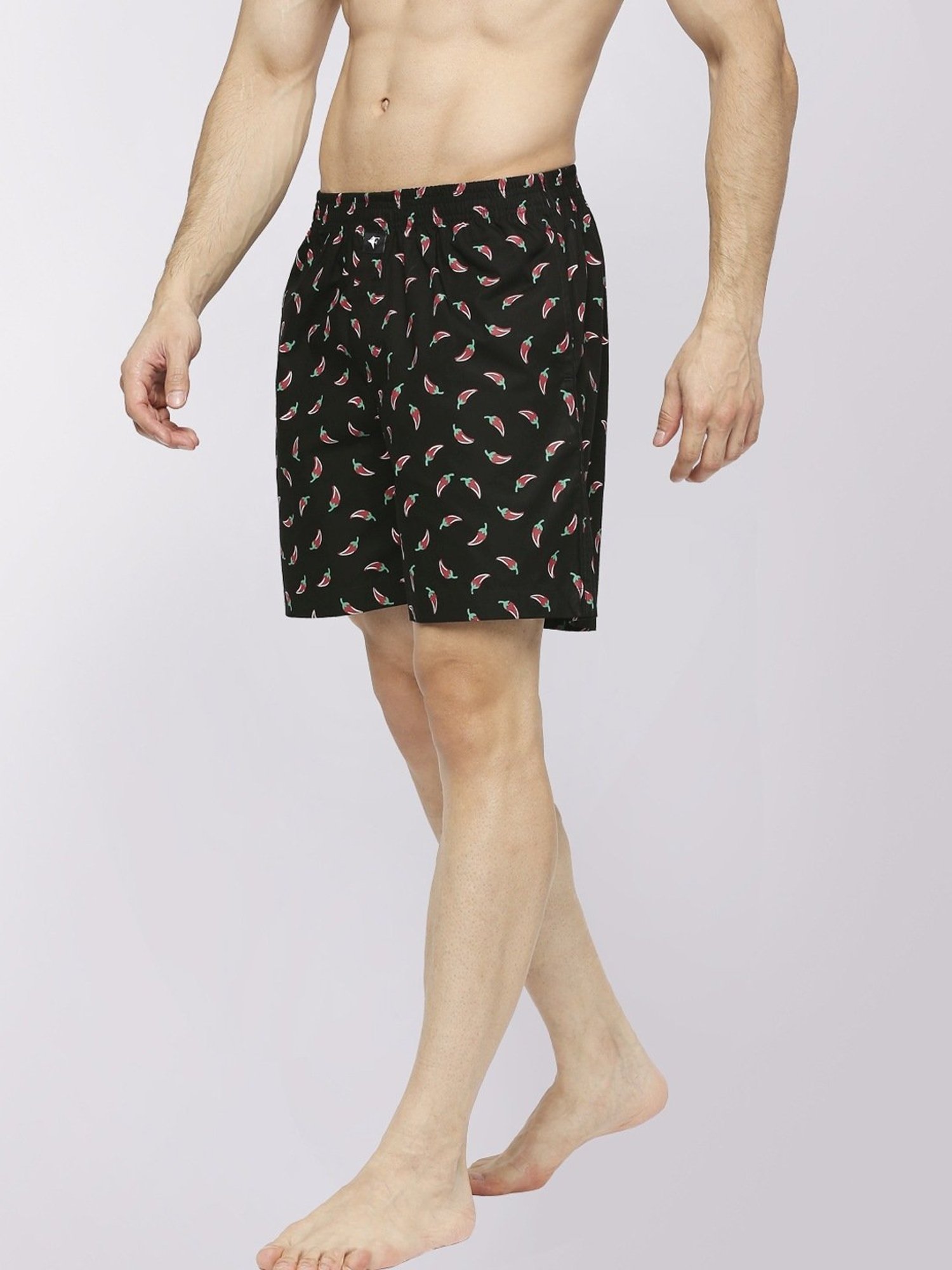 Frenchie Black Cotton Relaxed Fit Printed Boxers