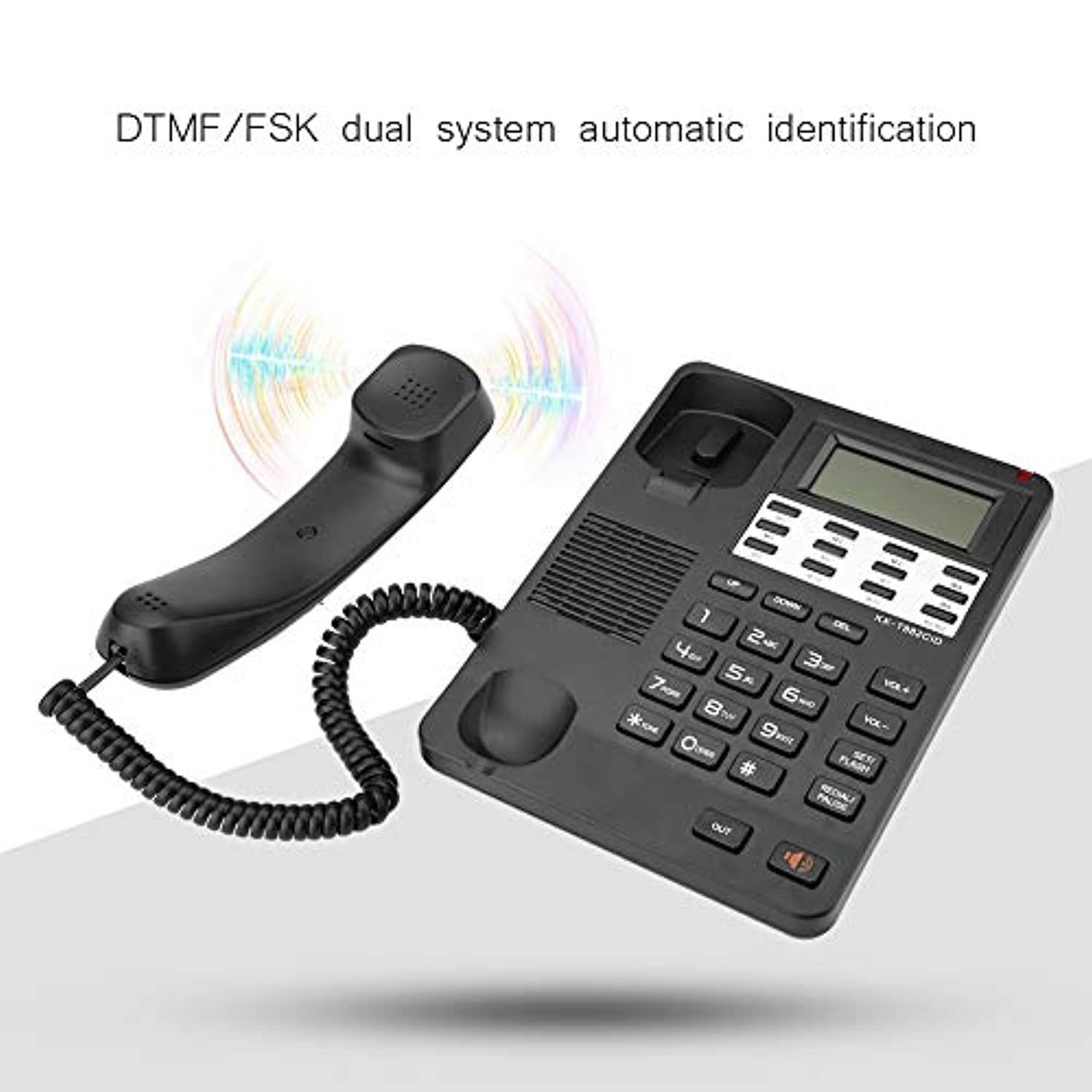 2-Line Landline Telephone Corded Phone with Caller ID LCD Display Speakerphone Handfree Do Not Disturb Alarm Function DTMF/FSK for Home Office Hotel, Black (Zeronewcv6mrqanb)
