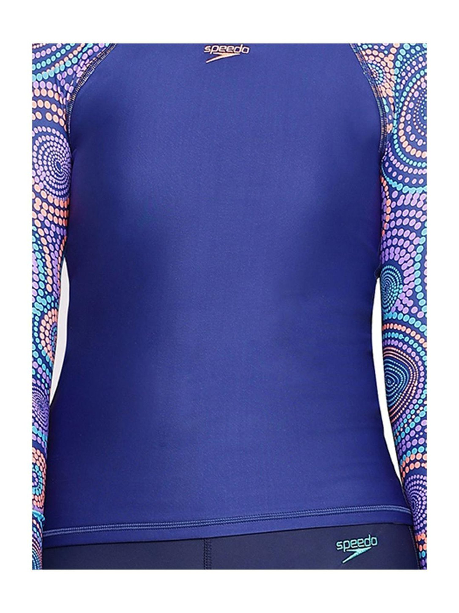 Speedo Kids Blue Printed Full Sleeves Swim Top