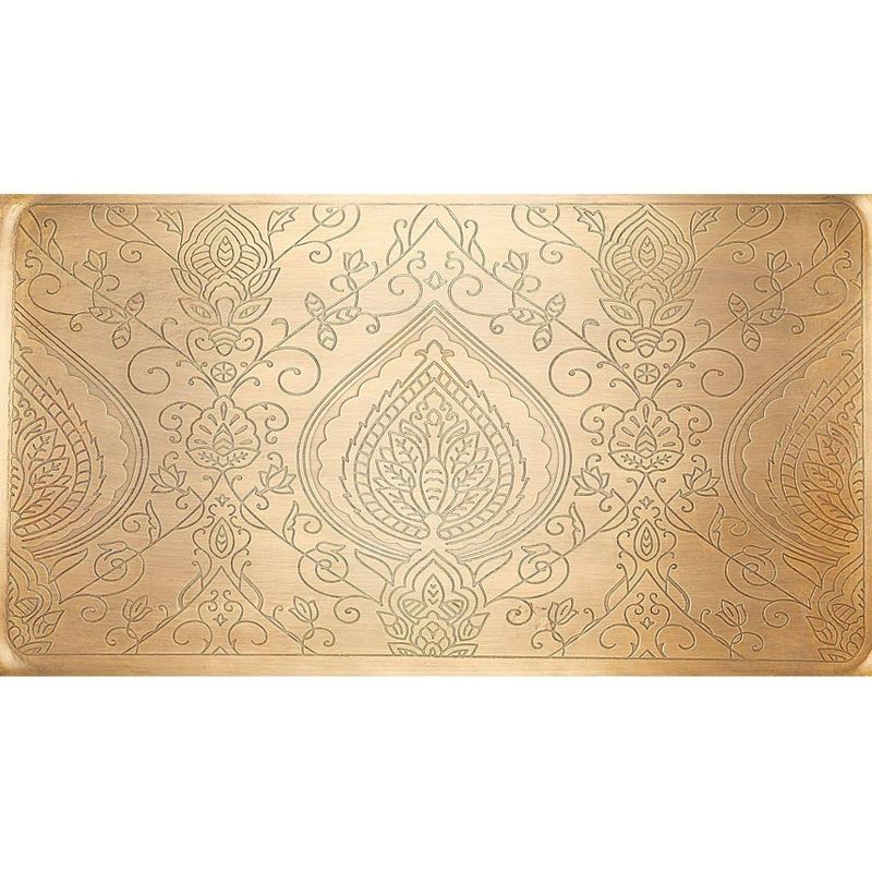 Old Dutch 19" x 10.3" Stainless Steel Etched Antique Serving Tray with Handles Gold