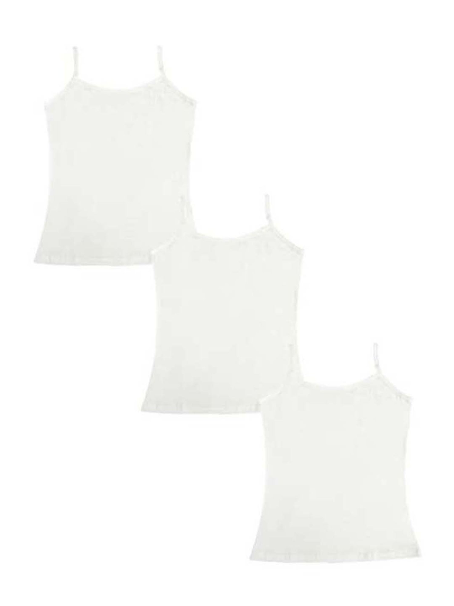 Tiny Bugs Kids White Cotton Camisoles - Pack of 3