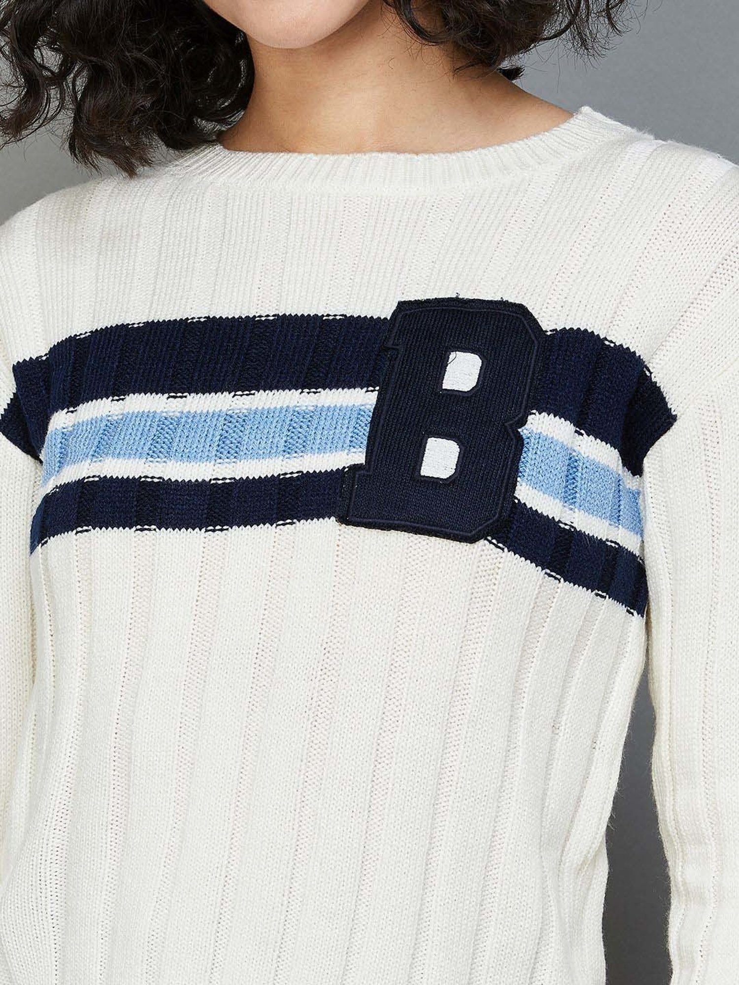 Ginger by Lifestyle White Self Pattern Sweater