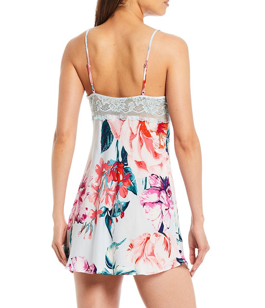 In Bloom by Jonquil Floral Print Shimmer Satin Chemise