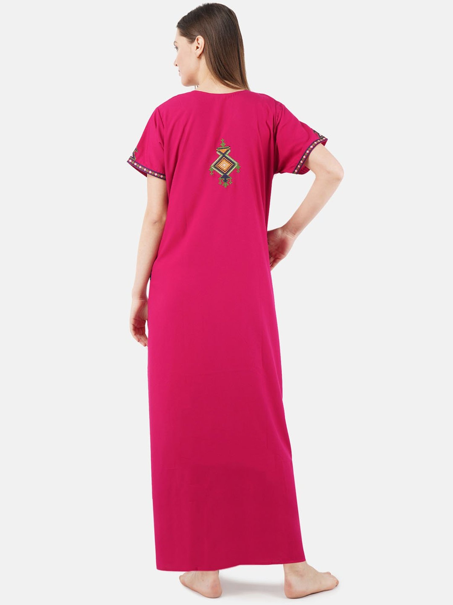 KOI SLEEPWEAR Dark Pink Embroidered Nighty