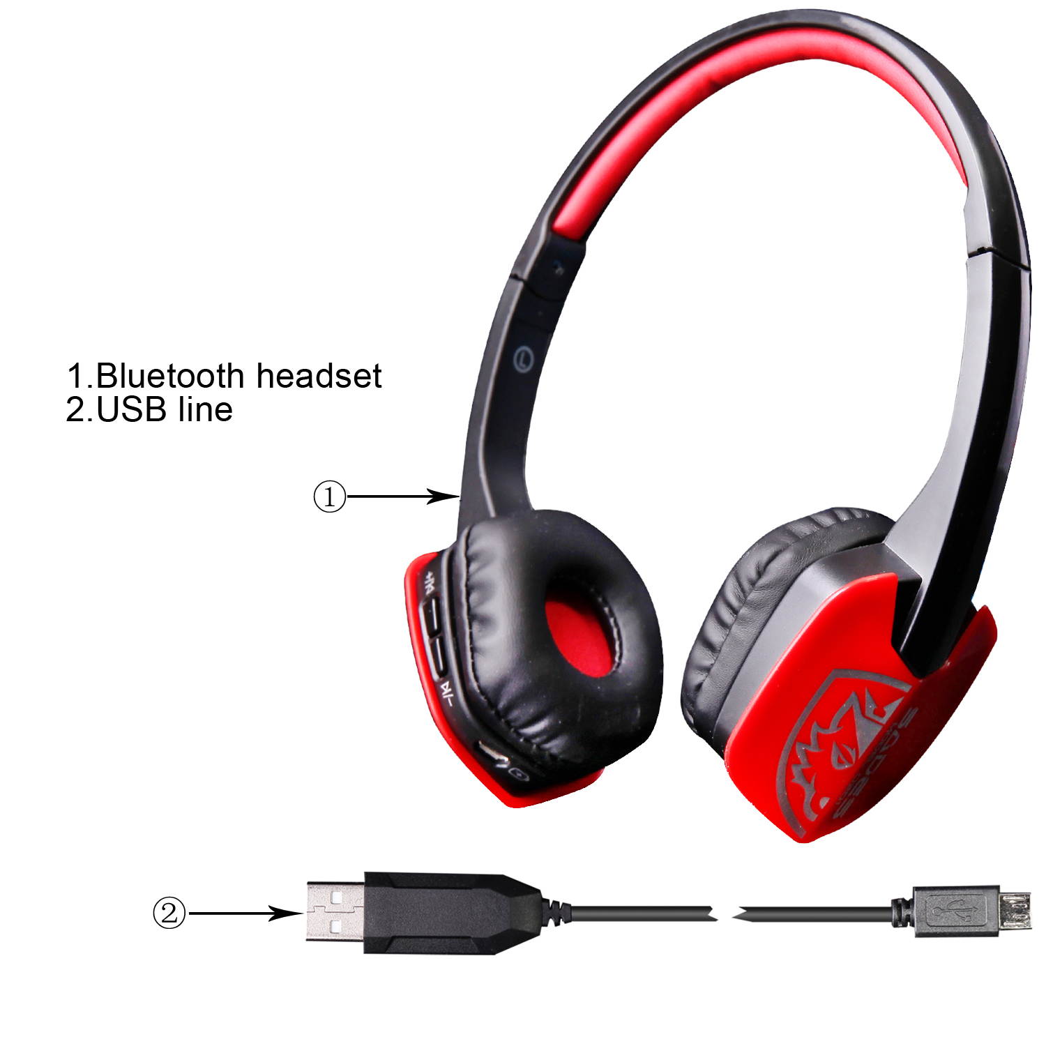 Sades D201 4.1 Bluetooth Headset Stereo Gaming Headphones with Mic Jack on Ear for PC Laptop and Other Smart Phones(Black/Red)