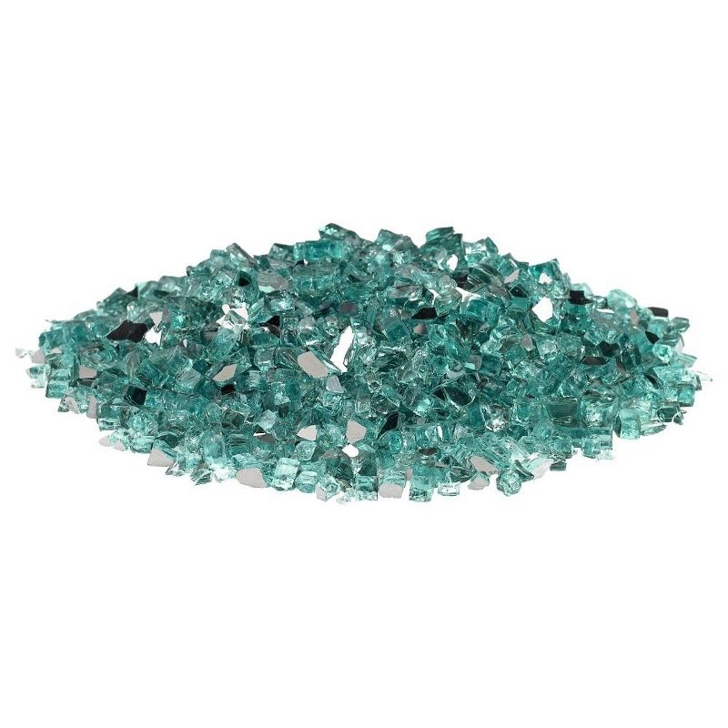 American Fire Glass 1/4 Inch Reflective Tempered Fireplace Glass, 10 Pound Bag, Azuria Blue